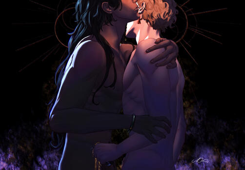 Go Deeper - My OCs Arcas (long hair) and Sun (pale hair).